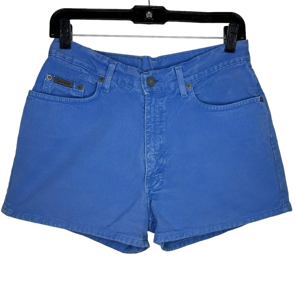 Calvin Klein Vintage High Waist Denim Jean Shorts - Overdye Blue Juniors Size 7